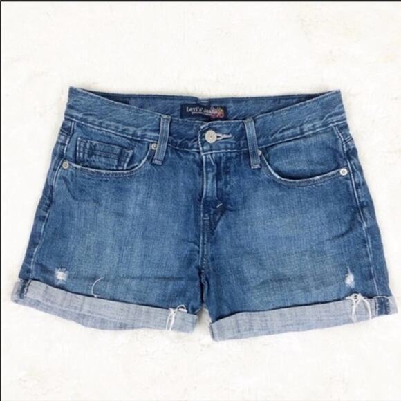 Levi’s Distressed Mid Rise Denim Shorts - Picture 1 of 4